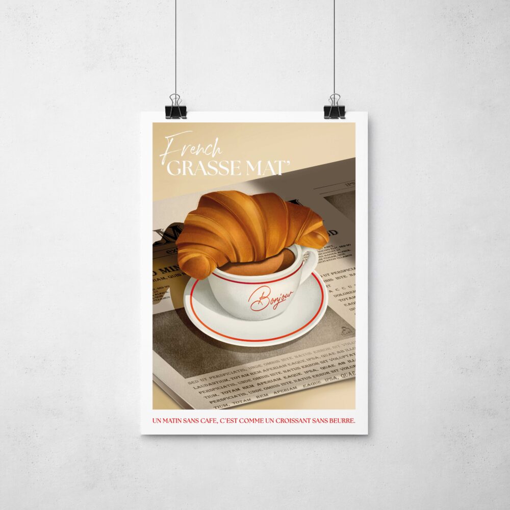 Illustration d'un Café & Croissant à la française