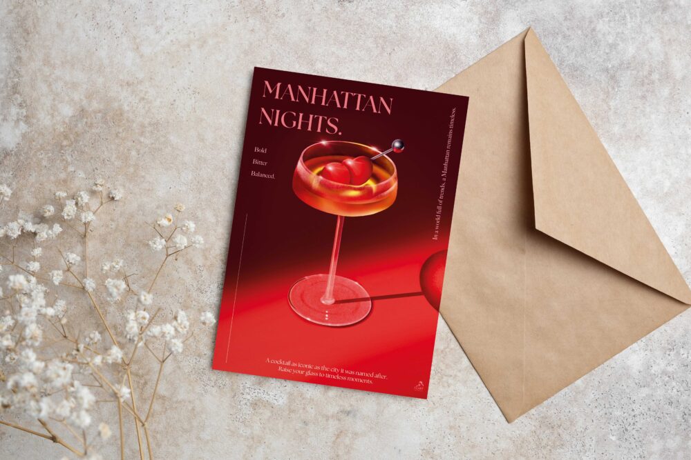 Illustration Pop et colorée d'un Cocktail Manhattan