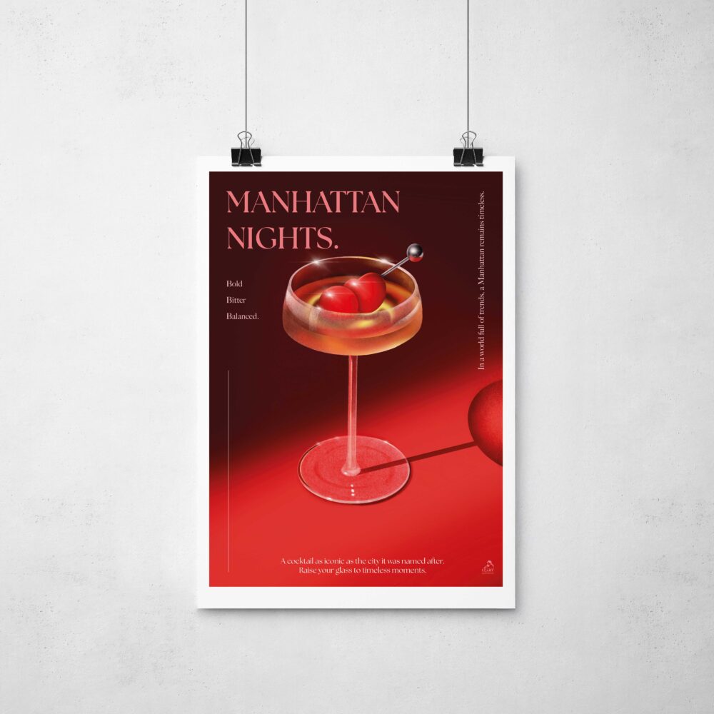 Illustration Pop et colorée d'un Cocktail Manhattan